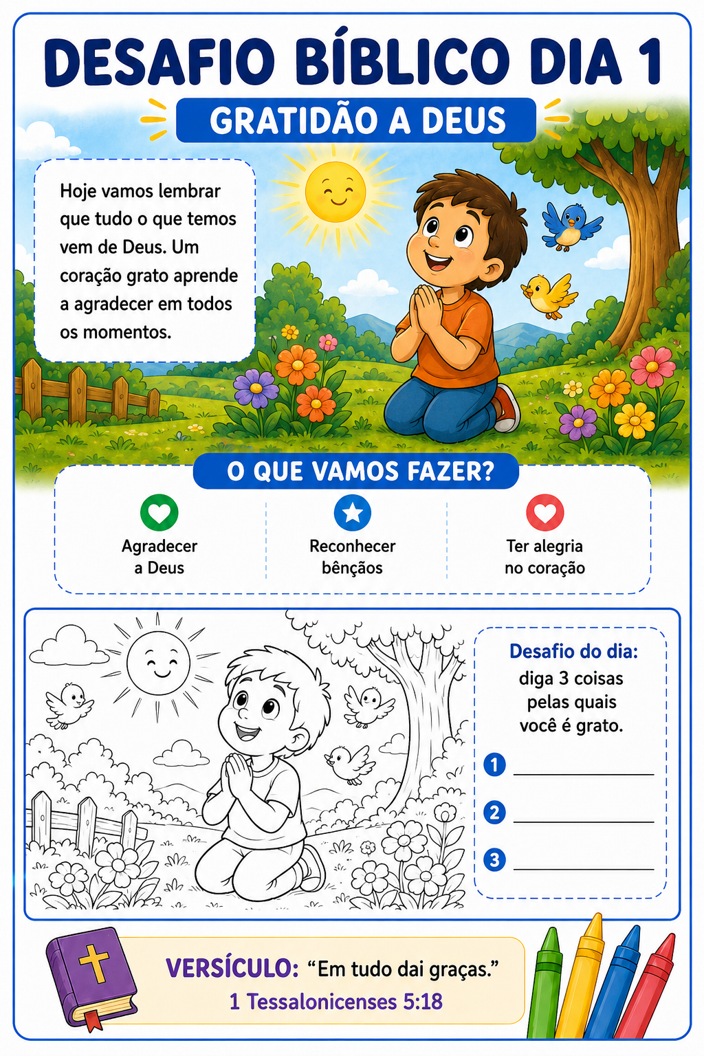 Desafio bíblico dia 1 — Gratidão a Deus